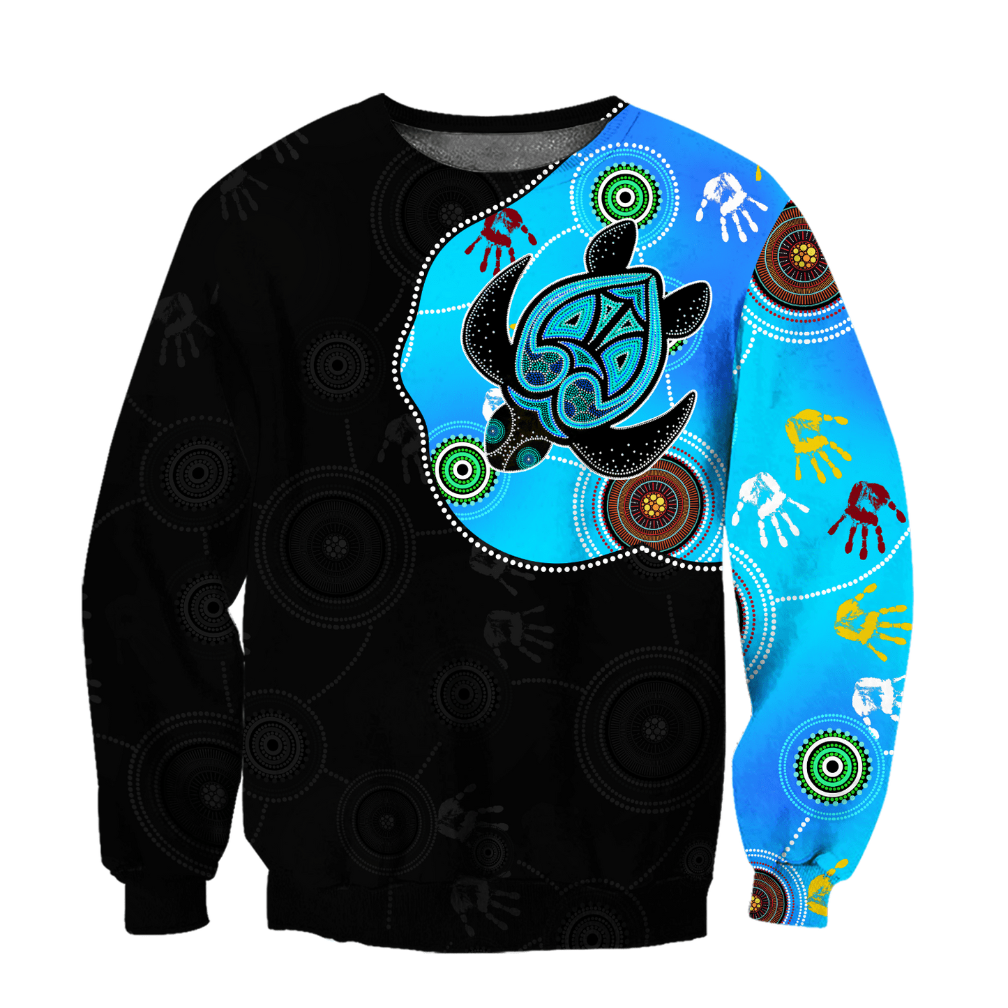 Aboriginal Art Blue Style Turtle Dreaming Paintings 3D design shirts