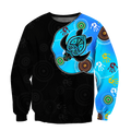 Aboriginal Art Blue Style Turtle Dreaming Paintings 3D design shirts