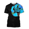 Aboriginal Art Blue Style Turtle Dreaming Paintings 3D design shirts