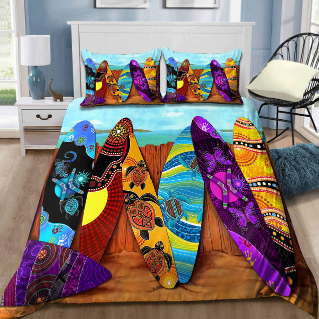 Aboriginal Art Surfboard Beach Colourful Pattern Bedding set