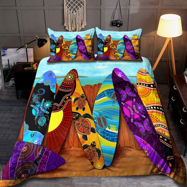 Aboriginal Art Surfboard Beach Colourful Pattern Bedding set