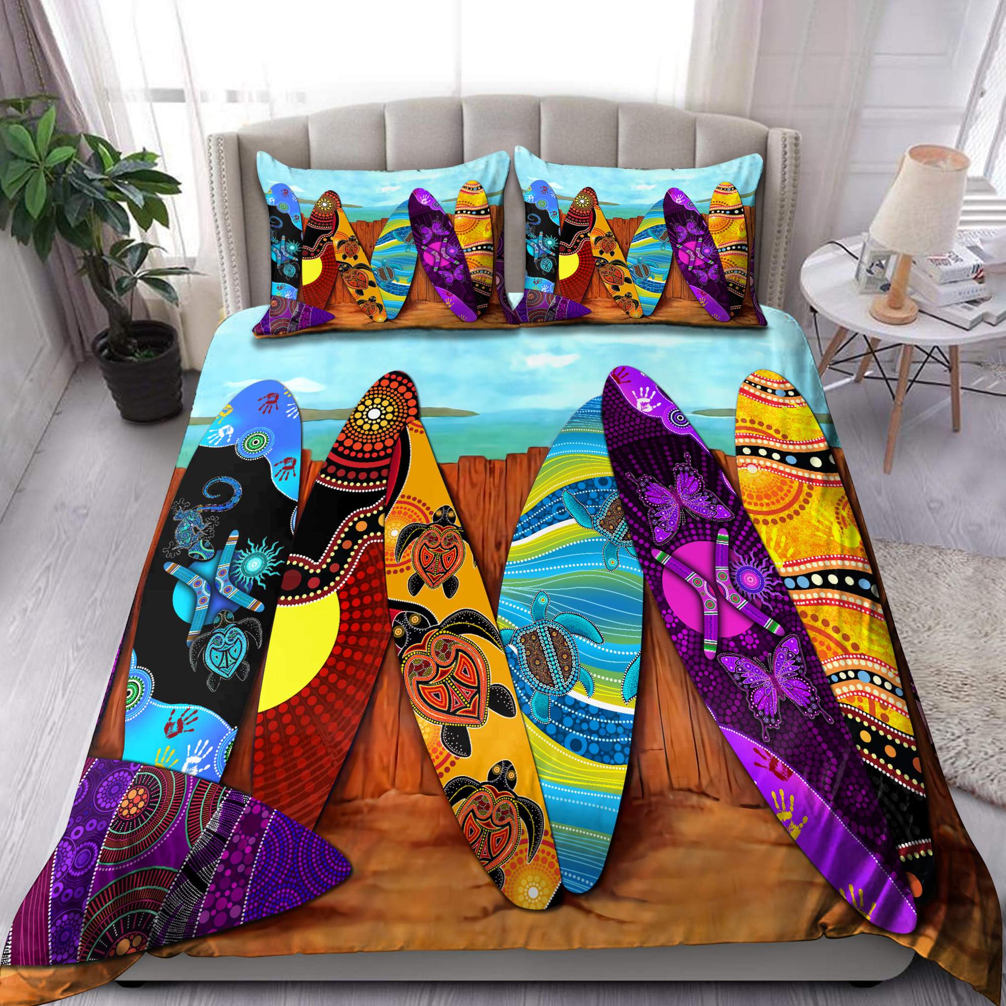 Aboriginal Art Surfboard Beach Colourful Pattern Bedding set