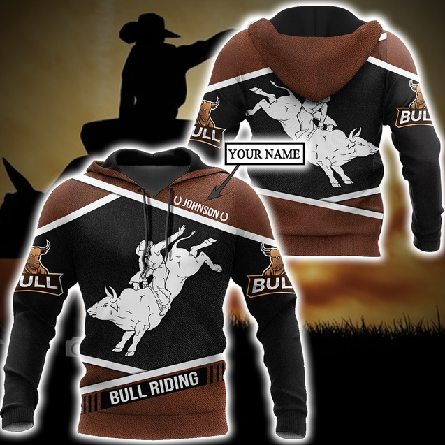 Customize Name Bull Riding 3D All Over Printed Unisex Shirts Love Bull