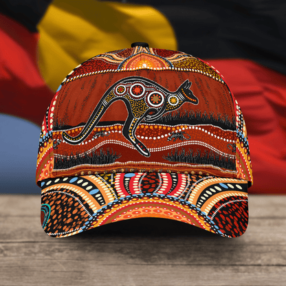 Aboriginal Kangaroo running Lizard Art Classc Cap