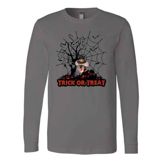 Australian Koala Trick or Treat Halloween T-Shirt 02 H9-T-SHIRTS-HP Arts-Canvas Long Sleeve Shirt-Asphalt-S-Vibe Cosy™