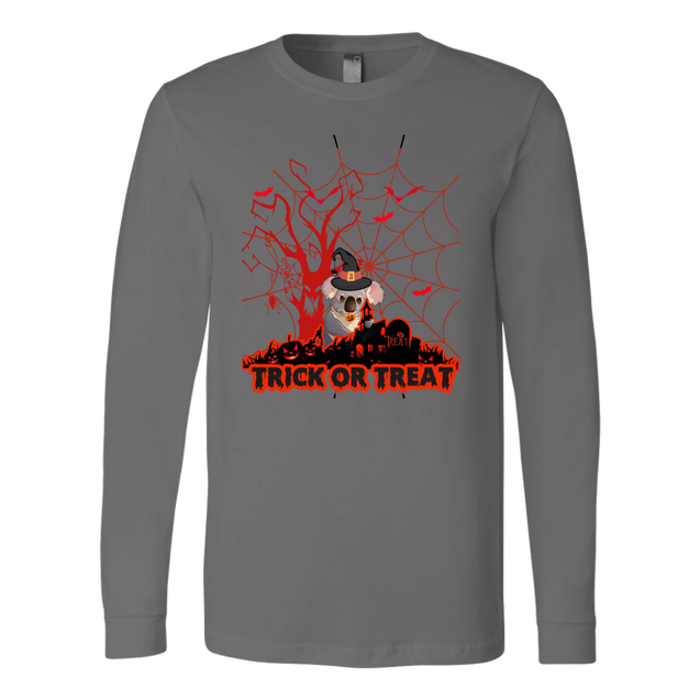 Australian Koala Trick or Treat Halloween Red T-Shirt 01 H9-T-SHIRTS-HP Arts-Canvas Long Sleeve Shirt-Asphalt-S-Vibe Cosy™