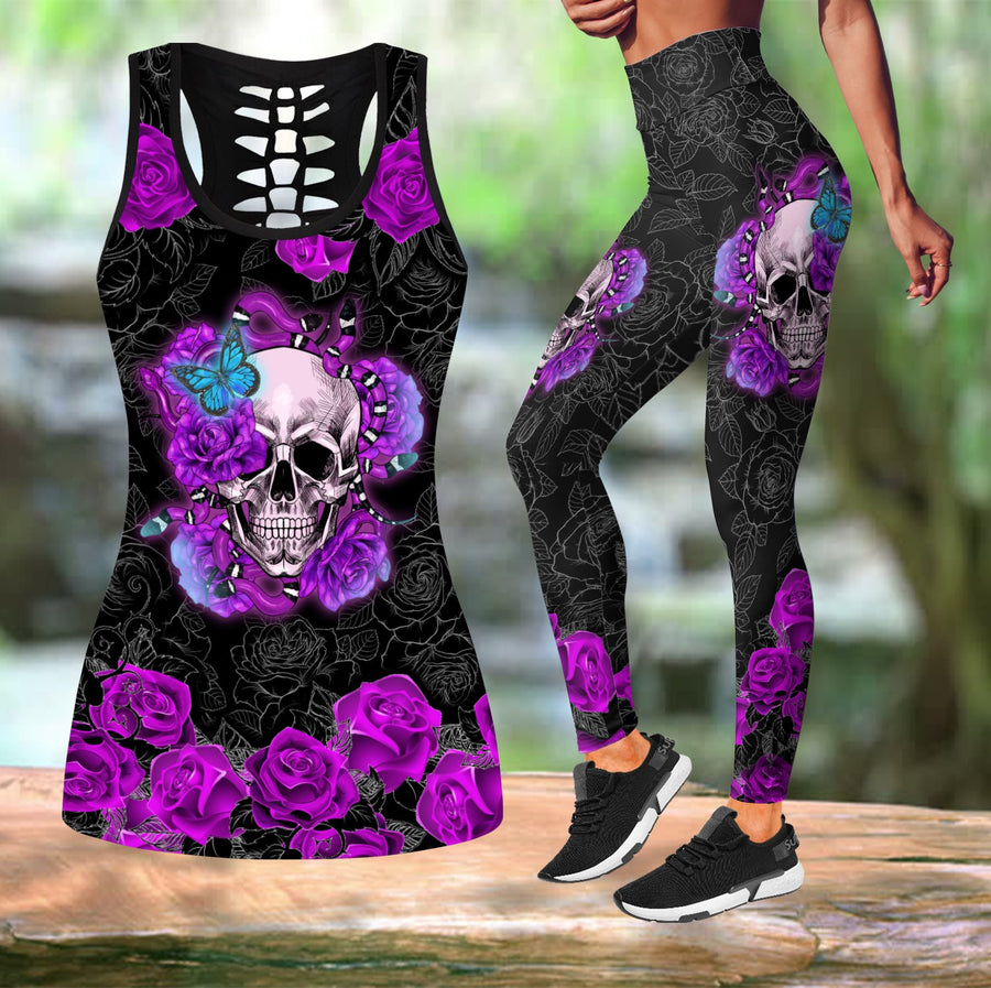 Skull Rose tanktop & legging outfit for women-Apparel-PL8386-S-S-Vibe Cosy™