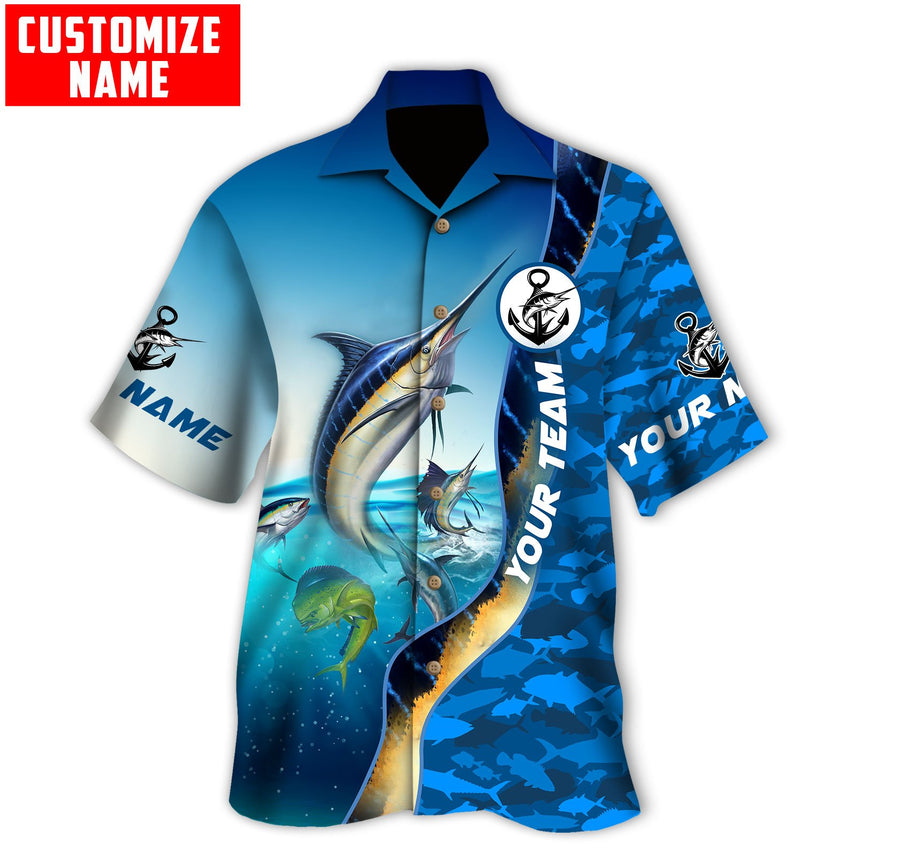 Custom name Marlin fishing Team Billfish 3D Design Fishing Hawaii Shirt