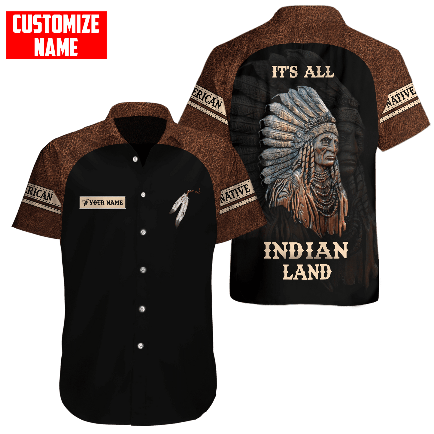 Customized name Native American 3D All Over Printed Unisex Shirts