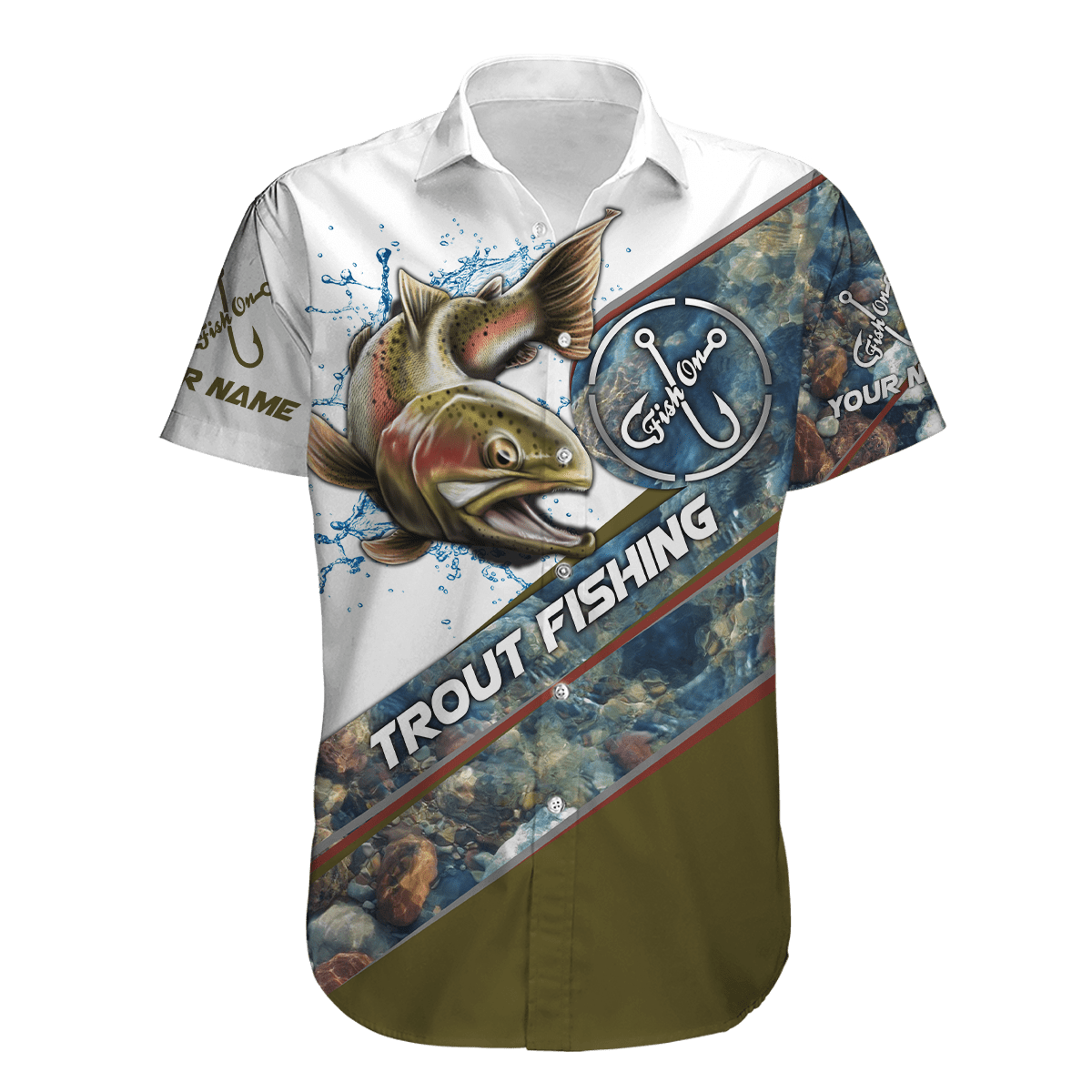 Custom name Trout-Salmon Fishing Underwater Camo 3D fishing hawaii shirts