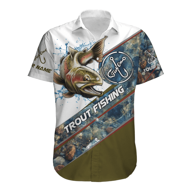 Custom name Trout-Salmon Fishing Underwater Camo 3D painting printed shirts