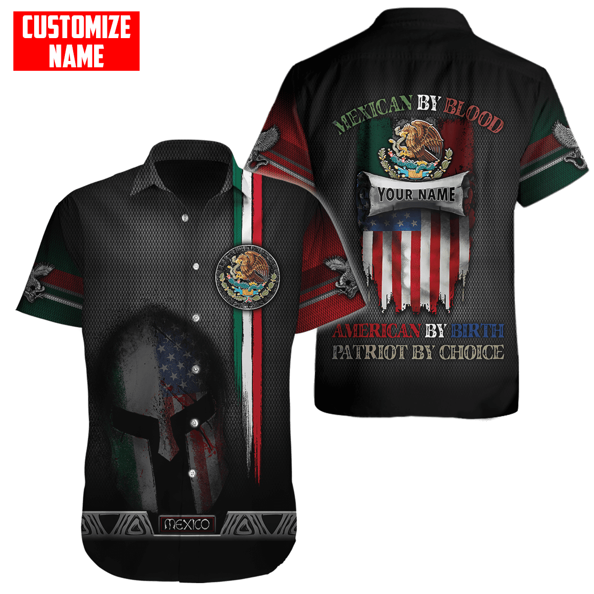 Customized Name Mexico 3D All Over Printed Unisex Shirts