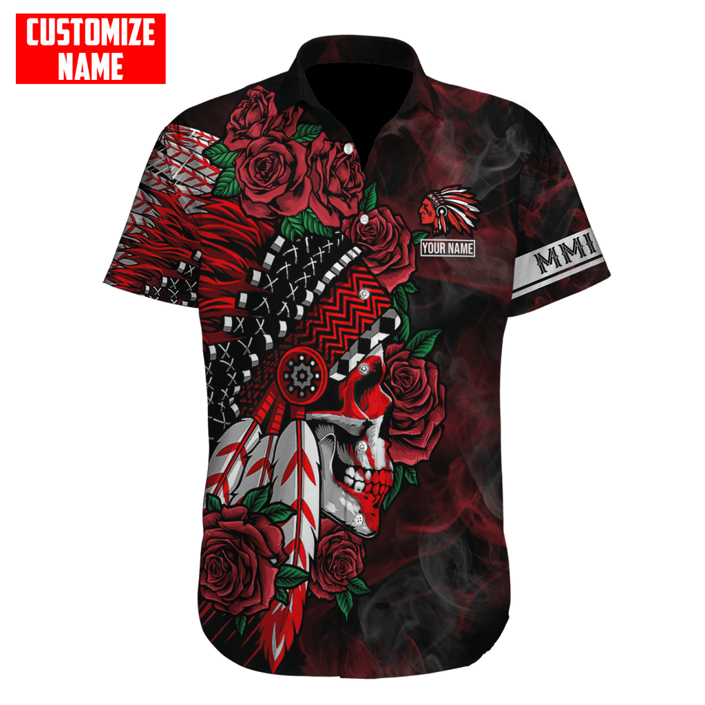 Customized name Native American Chief Skull MMIW Red Hand 3D All Over Printed Shirts