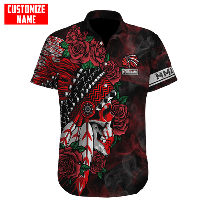 Customized name Native American Chief Skull MMIW Red Hand 3D All Over Printed Shirts
