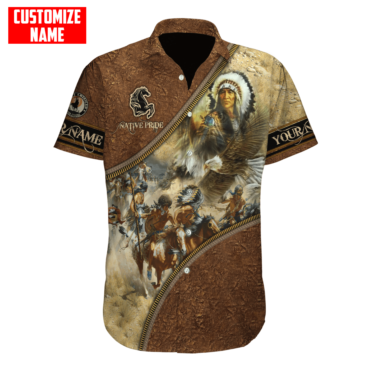 Customized name Eagle Chief Native Warrior American Spirit 3D All Over Printed Shirts
