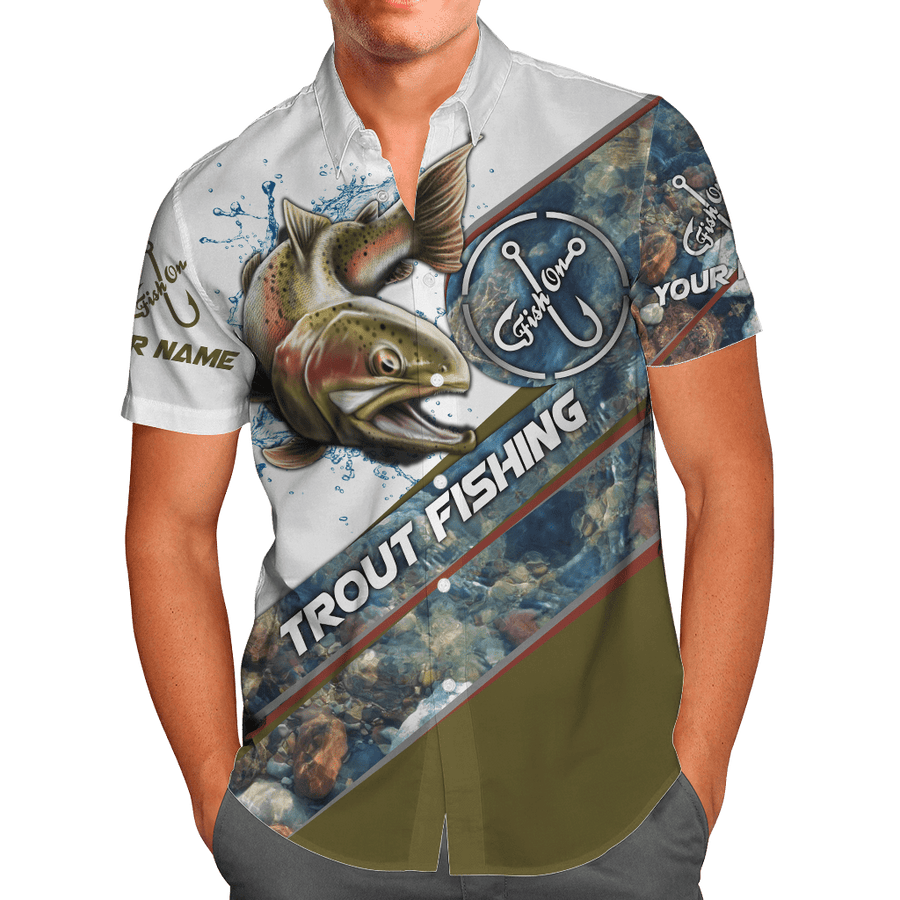 Custom name Trout-Salmon Fishing Underwater Camo 3D fishing hawaii shirts