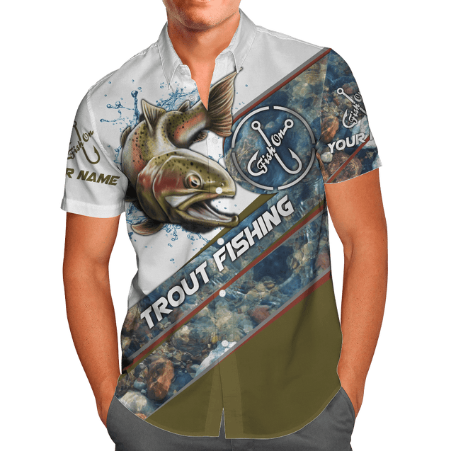 Custom name Trout-Salmon Fishing Underwater Camo 3D painting printed shirts