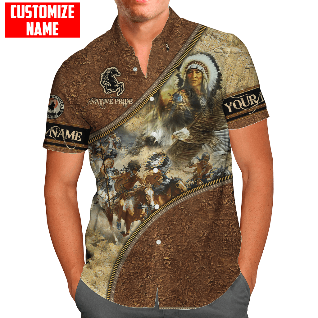 Customized name Eagle Chief Native Warrior American Spirit 3D All Over Printed Shirts