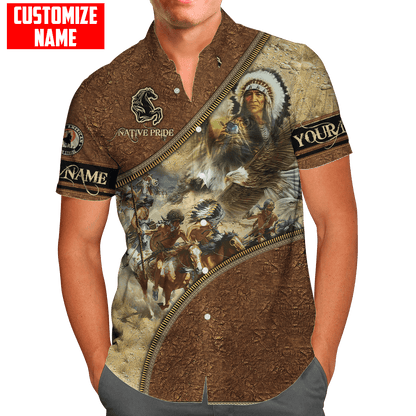 Customized name Eagle Chief Native Warrior American Spirit 3D All Over Printed Shirts