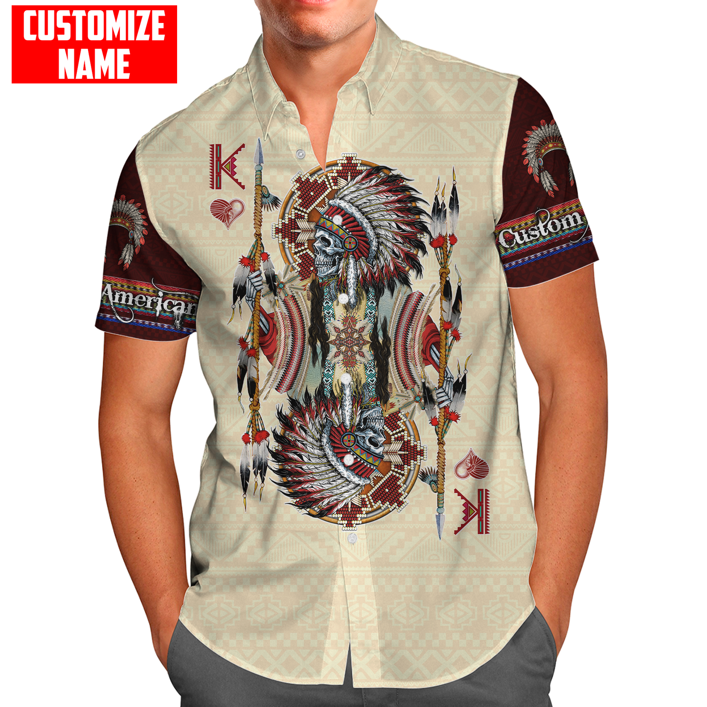 Customized name Native American 3D All Over Printed Unisex Shirts