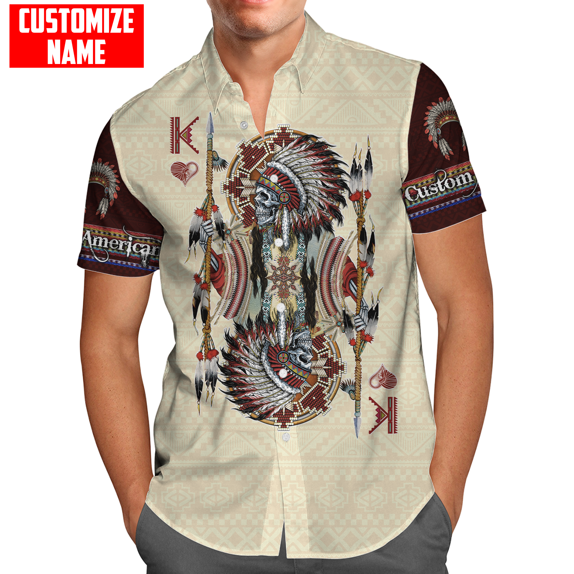 Customized name Native American 3D All Over Printed Unisex Shirts