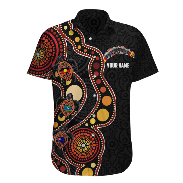 Custom name Aboriginal turtles circle dots 3D design printed shirts