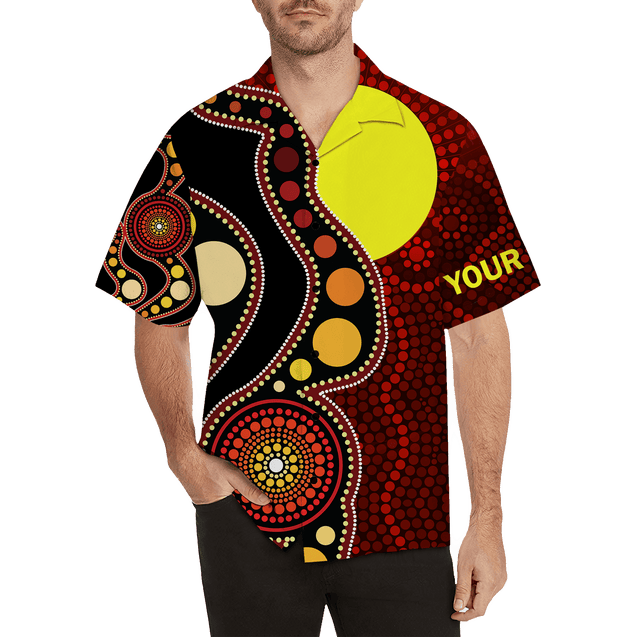 Custom name Aboriginal Flag Circle Dot Painting Art 3D design summer shirts