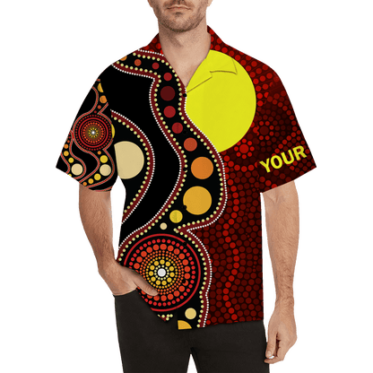 Custom name Aboriginal Flag Circle Dot Painting Art 3D design shirts