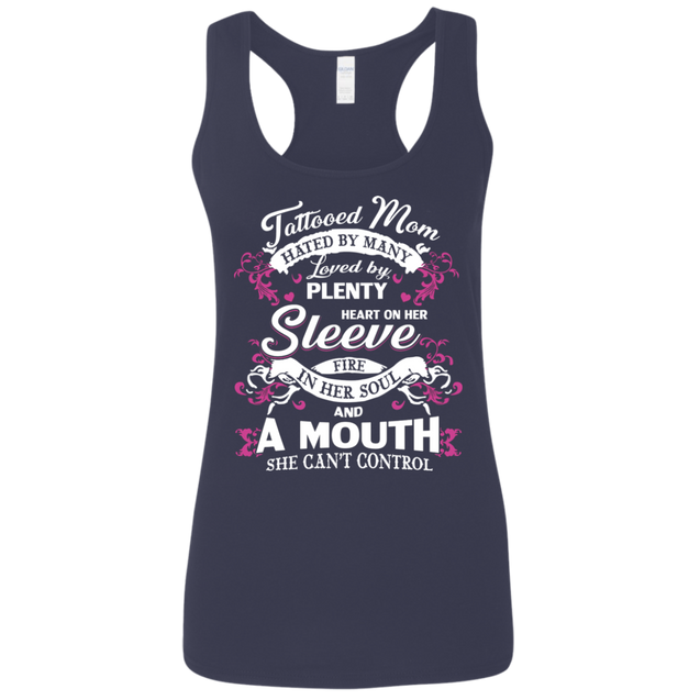Tattooed mom hated my many-T Shirt-CustomCat-LADIES' RACERBACK TANK TOP-Navy-S-Vibe Cosy™