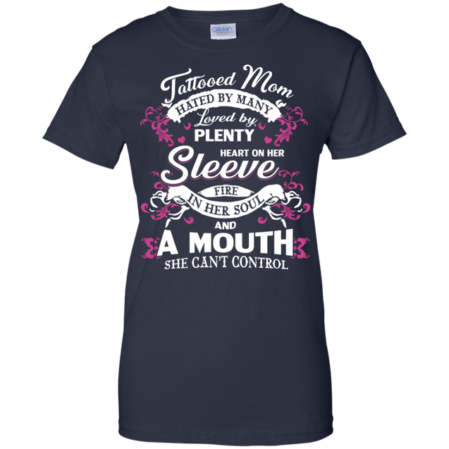 Tattooed mom hated my many-T Shirt-CustomCat-LADIES' COTTON T-SHIRT-Navy-S-Vibe Cosy™