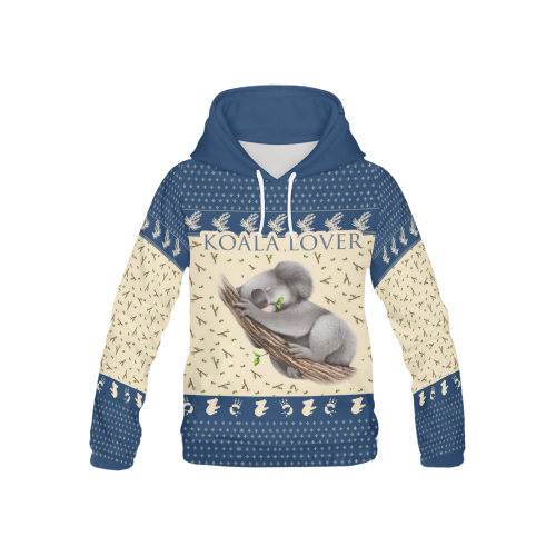 Hoodie Australia Koala Lover™ K5-ALL OVER PRINT HOODIES-HP Arts-Kid-S-Blue Mix Creme-Vibe Cosy™