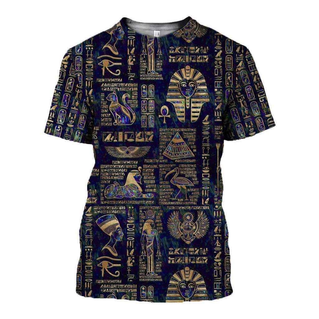 Egyptian Hieroglyphs And Deities 3D All Over Printed Clothes HC3103-Apparel-Huyencass-T-Shirt-S-Vibe Cosy™