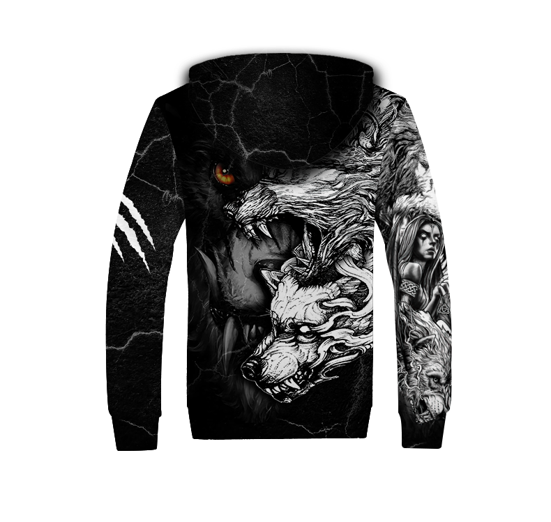Wolf Tattoo Over Printed Shirt For Men and Women