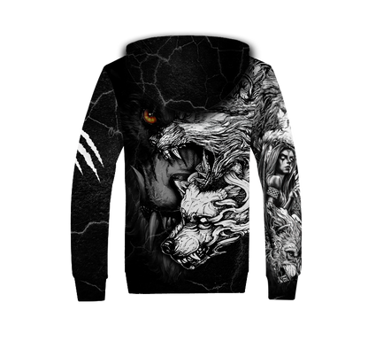 Wolf Tattoo Over Printed Shirt For Men and Women