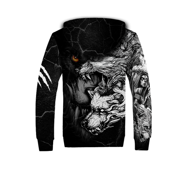 Wolf Tattoo Over Printed Shirt For Men and Women