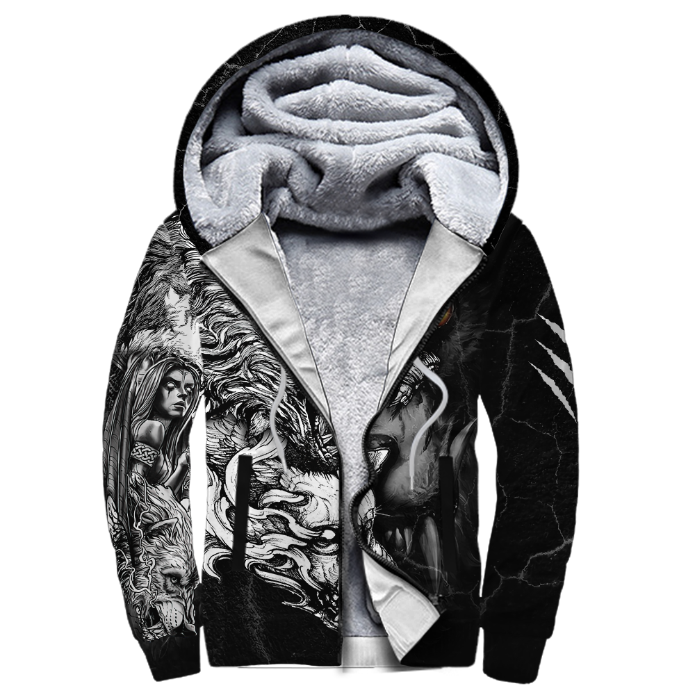 Wolf Tattoo Over Printed Shirt For Men and Women