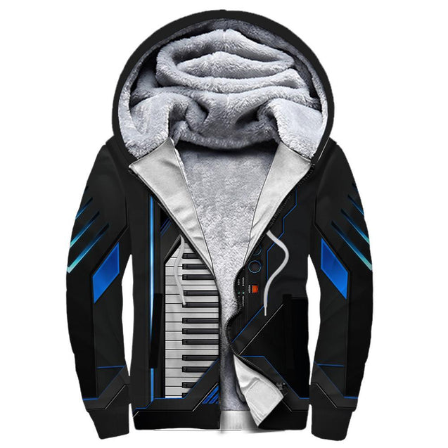 Piano keyboard 3d music hoodie, shirt for men and women HG HAC281101-Apparel-HG-Fleecezip hoodie-S-Vibe Cosy™