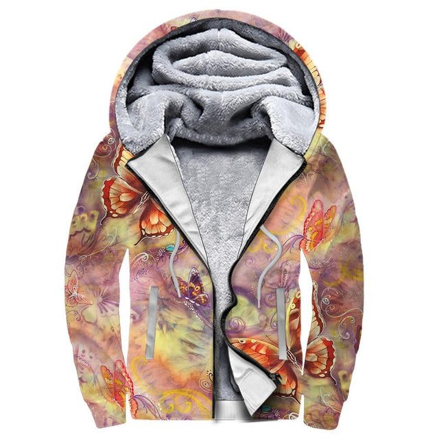 Butterfly Sweet Garden 3D Winter Clothes TR091101-Apparel-NNK-Fleece Zip-up Hoodie-S-Vibe Cosy™