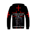 A CHILD OF GOD A MAN OF FAITH A WARRIOR OF CHRIST KNIGHT CHRISTIAN ALL OVER PRINTED SHIRTS-Apparel-MP-Fleece Zipped Hoodie-S-Vibe Cosy™