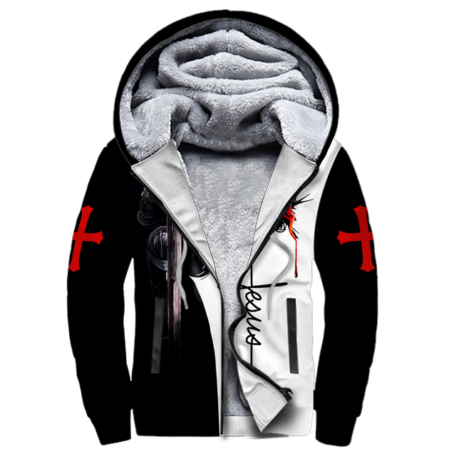 A CHILD OF GOD A MAN OF FAITH A WARRIOR OF CHRIST KNIGHT CHRISTIAN ALL OVER PRINTED SHIRTS-Apparel-MP-Fleece Zipped Hoodie-S-Vibe Cosy™