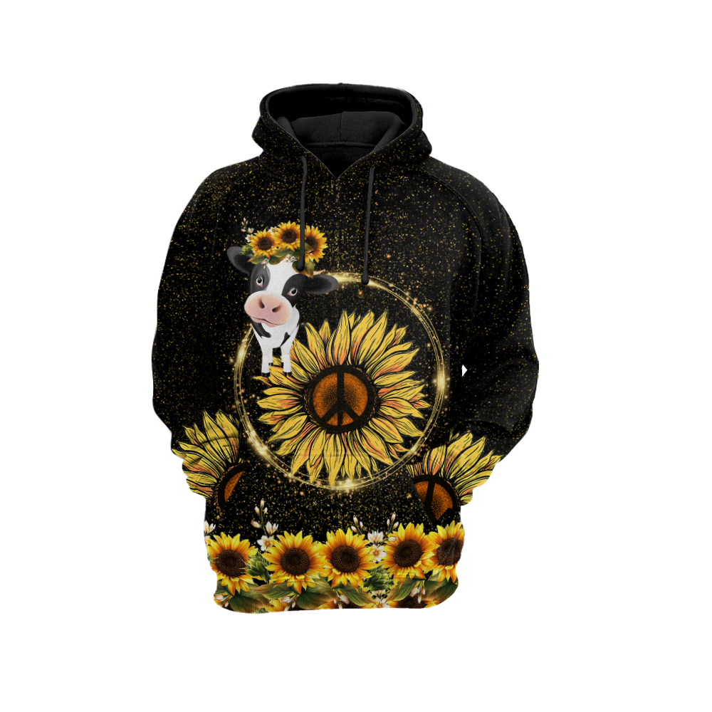 Awesome Cow And Sunflower 3D All Over Printed Shirts