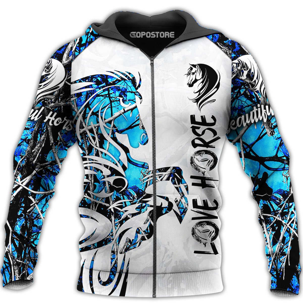 Love Horse 3D All Over Printed Shirts TA041302-Apparel-TA-Zipped Hoodie-S-Vibe Cosy™