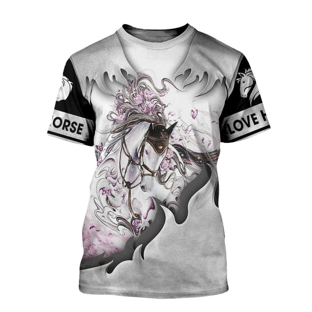 Love Horse 3D All Over Printed Shirts For Men and Women TT130412-Apparel-TT-T-Shirts-S-Vibe Cosy™