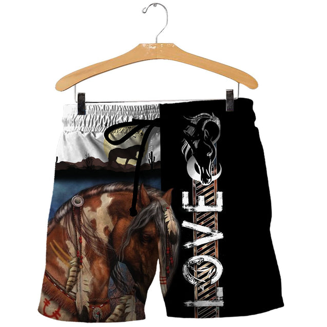 Love Horse 3D All over print for Men and Women shirt HR21-Apparel-NNK-Shorts-S-Vibe Cosy™