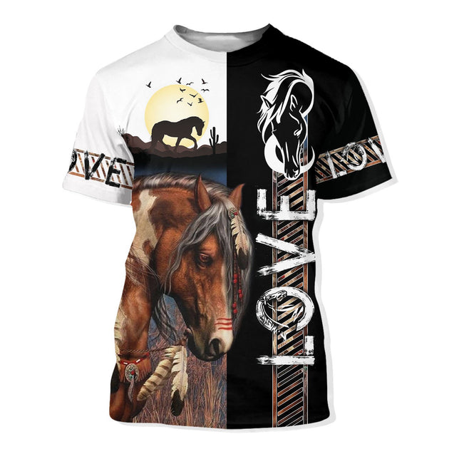 Love Horse 3D All over print for Men and Women shirt HR21-Apparel-NNK-T-Shirt-S-Vibe Cosy™