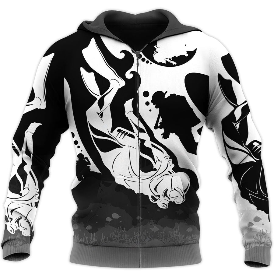 SCUBA DIVING 3D ALL OVER PRINTED SHIRTS-ALL OVER PRINT HOODIES-HP Arts-Hoodie-S-Vibe Cosy™