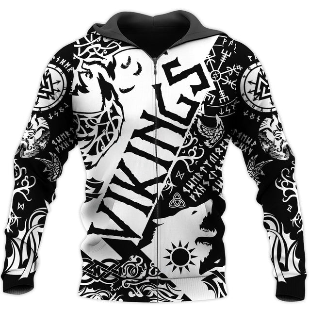 Viking Tattoo Pullover-Apparel-HP Arts-ZIPPED HOODIE-S-Vibe Cosy™