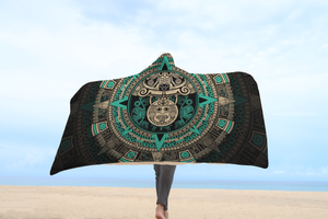 Aztec Mexican 3D Over Printed Unisex Hooded Blanket