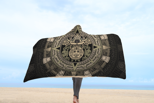 Aztec Mexican 3D Over Printed Unisex Hooded Blanket