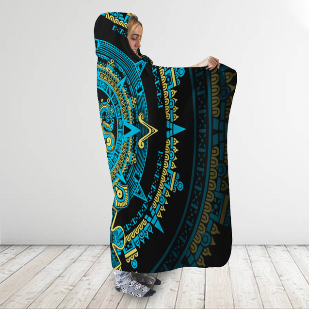 Aztec Mexican 3D Over Printed Unisex Hooded Blanket